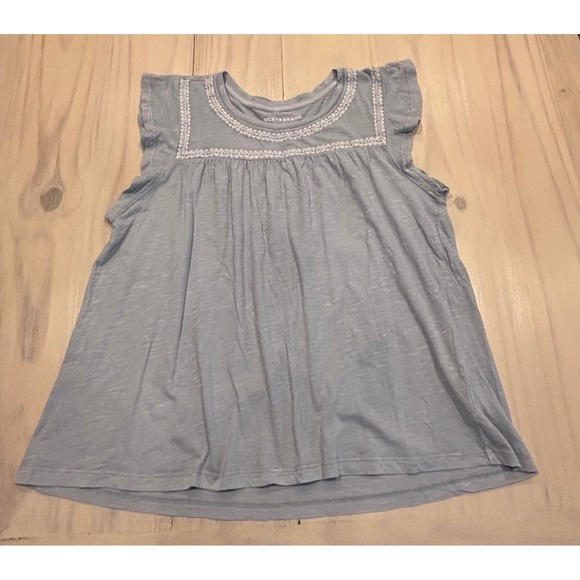 Lucky Brand Tops - Lucky Brand Womens Blue Embroidered Cap Sleeve Cotton Top 7WP8333 SZ Large Boho